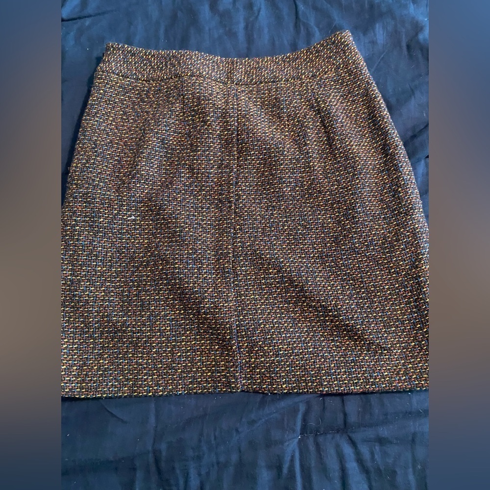 LOFT x Ann Taylor Tweed Wool Boucle Mini Skirt with Exposed Zipper Businesswear - Picture 4 of 6